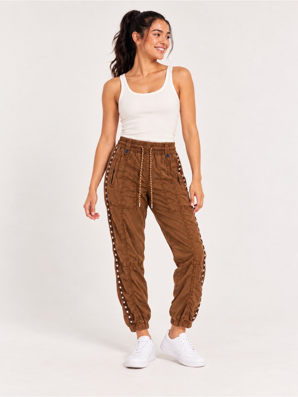 Anthropologie Brown Utility Jogger Pants Zip Pockets Women’s XS